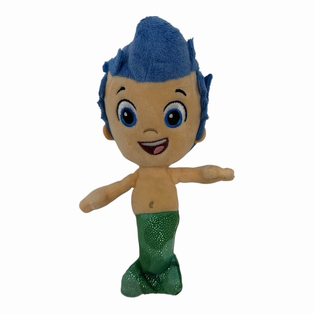 Nickelodeon Bubble Guppies Gil Plush Mermaid Toy Blue Hair Green Tail 8.5 inch